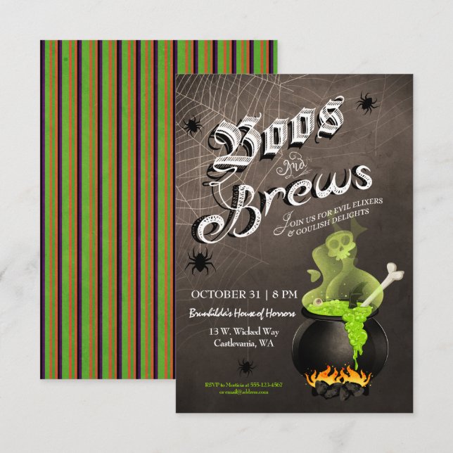 Boos and Brews Halloween Cocktail Party Invitation (Front/Back)