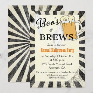 Boos and Brews Halloween Party  Invitation