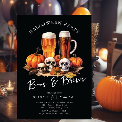 Boos and Brews Halloween Party Invitation