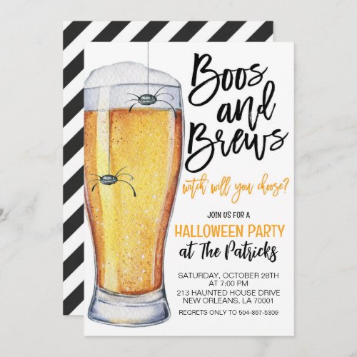 Boos and Brews Halloween Party Invitation