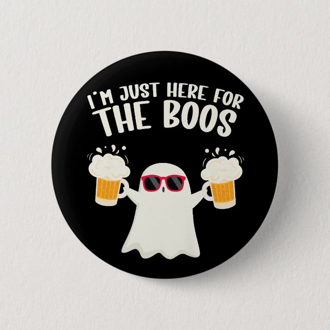 Boos Beer Tipsy Ghost Adults Button (Front)