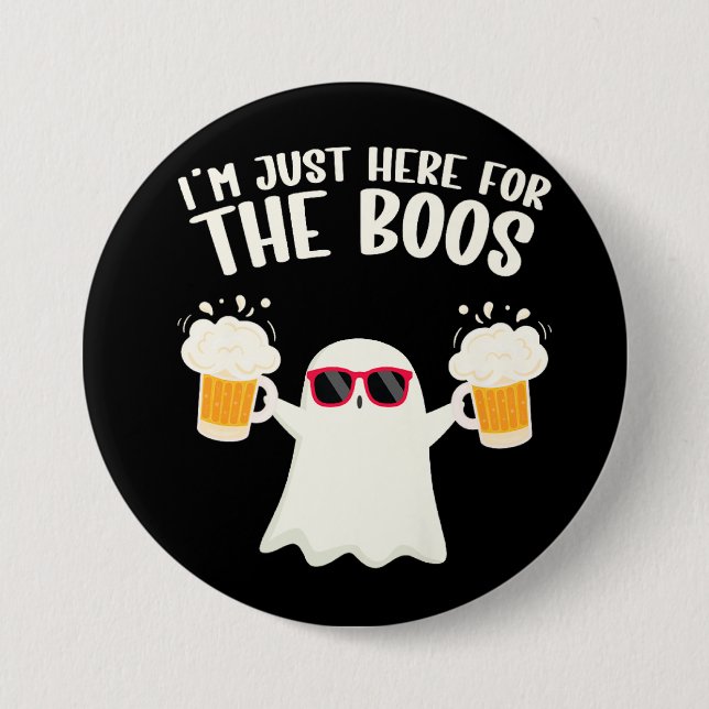 Boos Beer Tipsy Ghost Adults Button (Front)