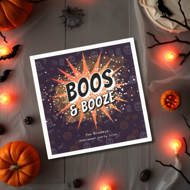 Boos & Booze Adult Halloween Invitation Napkins (Creator Uploaded)