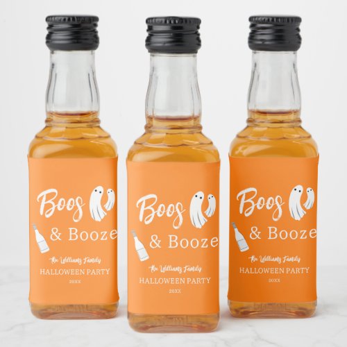 Boos  Booze Adult Halloween Orange Invitation Liquor Bottle Label