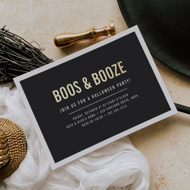 Boos & Booze Adult Halloween Party Foil Invitation (Creator Uploaded)