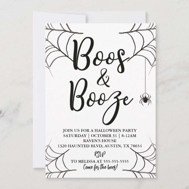 Boos & Booze Adult Halloween Party Invitation (Front)