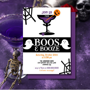 Boos & Booze Adult Halloween Party Invitation