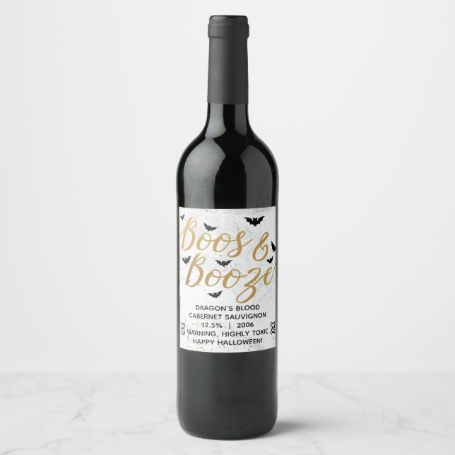 Boos & Booze Adult Halloween Party  Wine Label (Front)