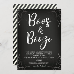 Boos & Booze Chalkboard Halloween Invitation
