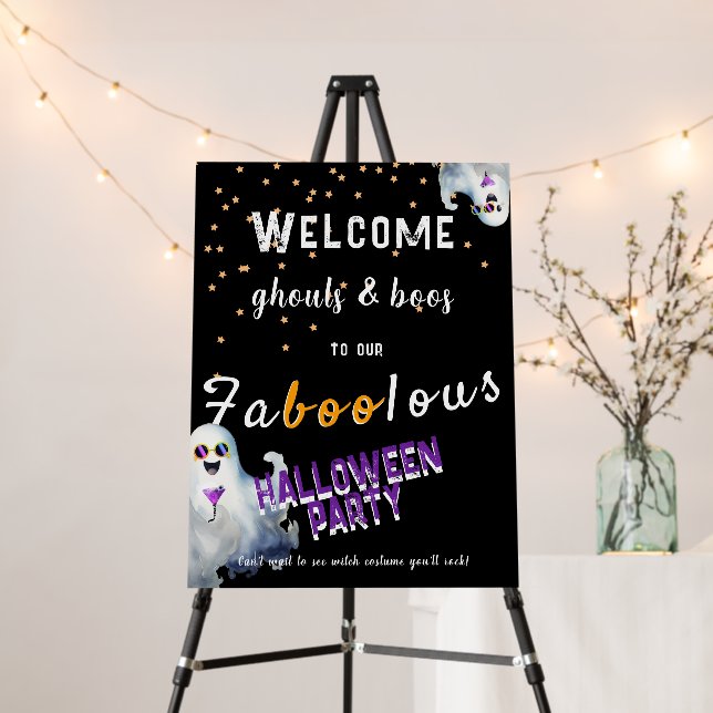 Boos Booze Faboolous Halloween Party Welcome Sign (In Situ (Stand))