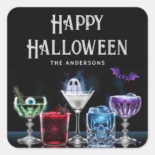 Boos & Booze Fancy Cocktail Custom Square Sticker