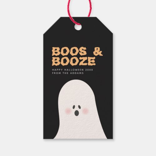Boos  Booze Halloween Cute Ghost Bottle Tag