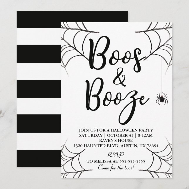 Boos & Booze Halloween Invitation (Front/Back)