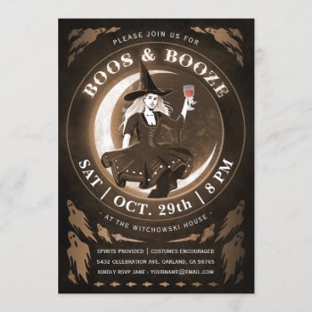 Boos & Booze Halloween Invitations by Anything_Goes at Zazzle