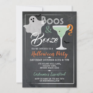 Boos & Booze Halloween Party Cocktail Spooky Ghost Invitation
