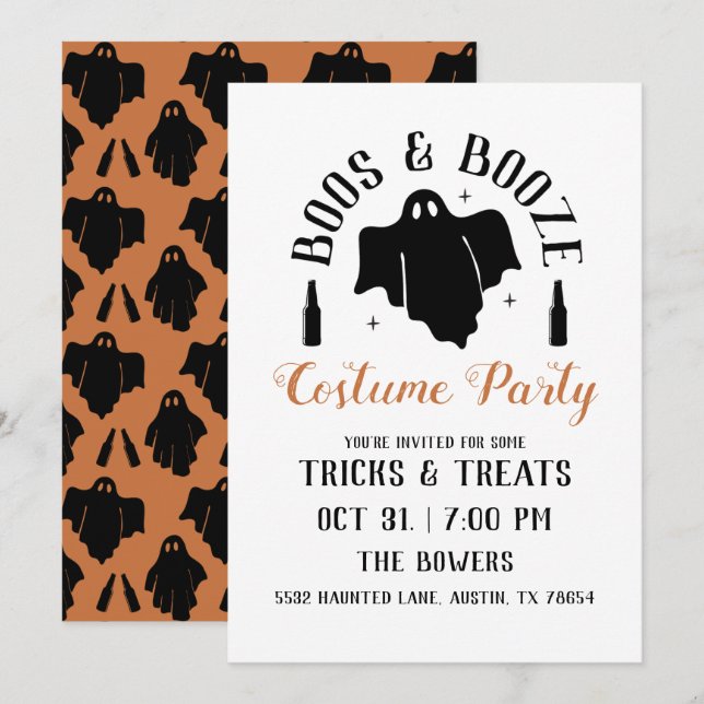 Boos & Booze Halloween Party Invitation (Front/Back)