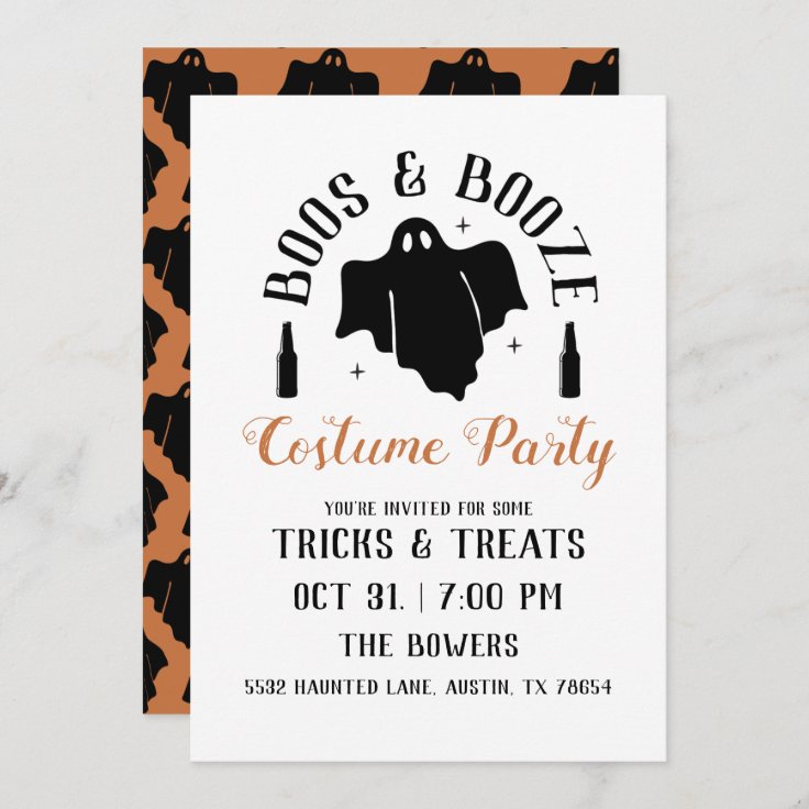 Boos & Booze Halloween Party Invitation | Zazzle