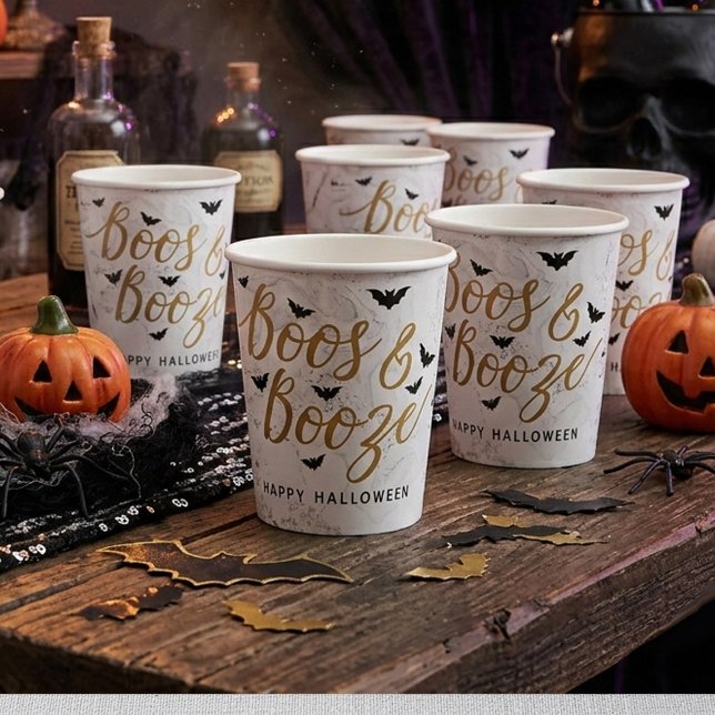 Boos & Booze Halloween Party Paper Cups (Creator Uploaded)