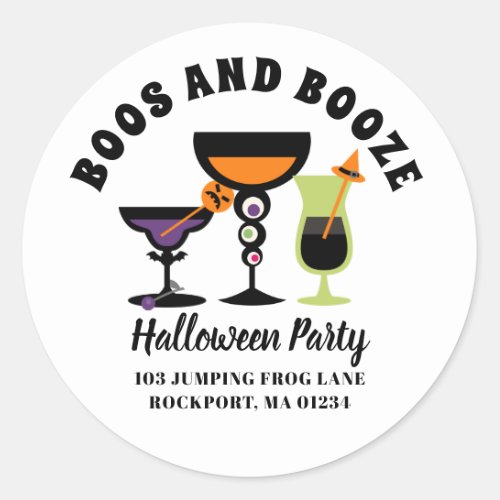 Boos  Booze Halloween Party Return Address Labels