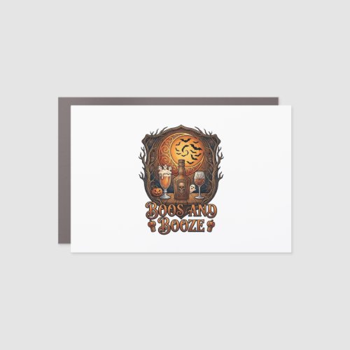Boos Booze Halloween Skull Bottle Beer Wine Bats M Car Magnet