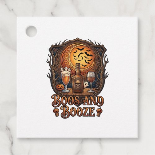 Boos Booze Halloween Skull Bottle Beer Wine Bats M Favor Tags
