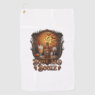 Boos Booze Halloween Skull Bottle Beer Wine Bats M Golf Towel