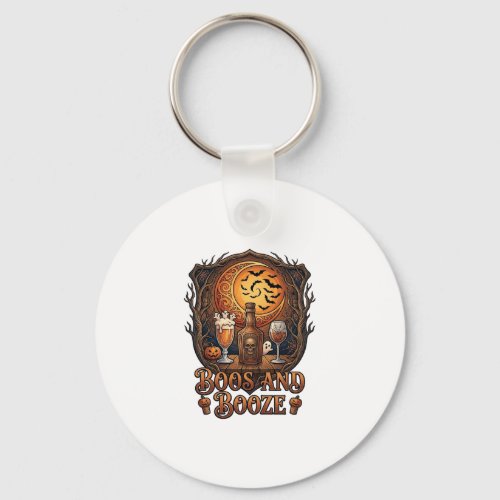 Boos Booze Halloween Skull Bottle Beer Wine Bats M Keychain
