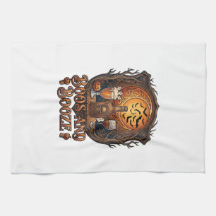 Boos Booze Halloween Skull Bottle Beer Wine Bats M Kitchen Towel