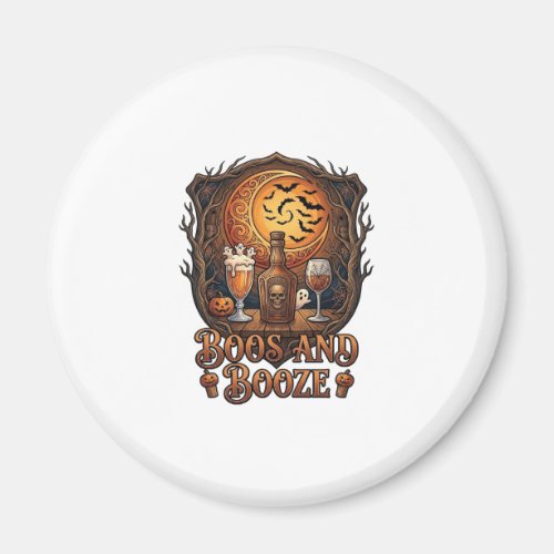 Boos Booze Halloween Skull Bottle Beer Wine Bats M Magnet