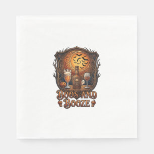 Boos Booze Halloween Skull Bottle Beer Wine Bats M Napkins