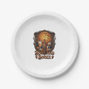 Boos Booze Halloween Skull Bottle Beer Wine Bats M Paper Plates