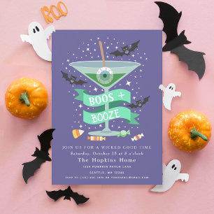Boos & Booze Martini Halloween Party Invitation