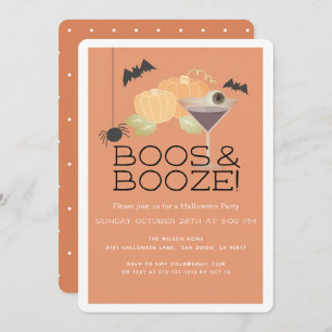 Boos & Booze Pumpkin Halloween Party Invitation