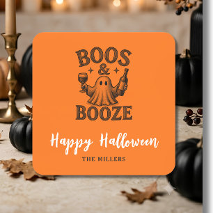 Boos & Booze Vintage Ghost  Square Sticker