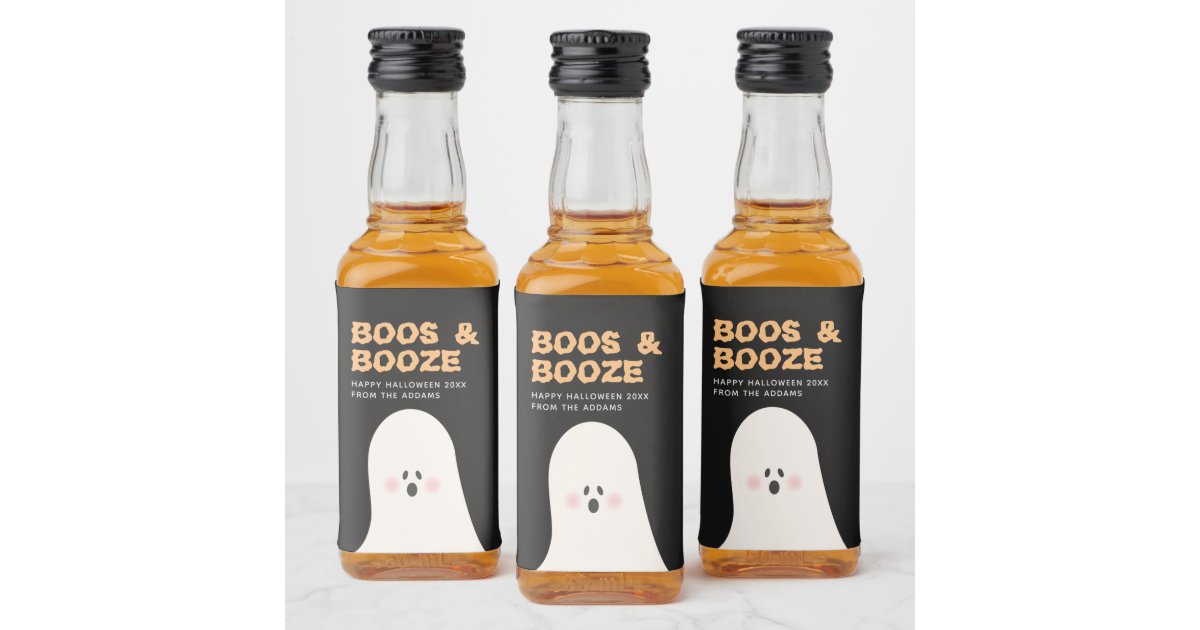 Boos & Boozed Halloween Cute Ghost Mini Alcohol Li Liquor Bottle Label