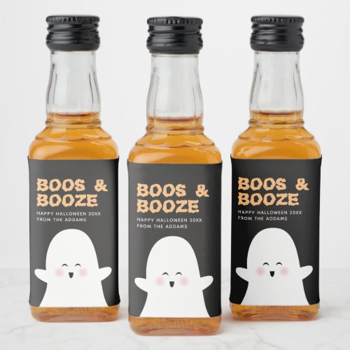 Boos  Boozed Halloween Cute Ghost Mini Alcohol Liquor Bottle Label