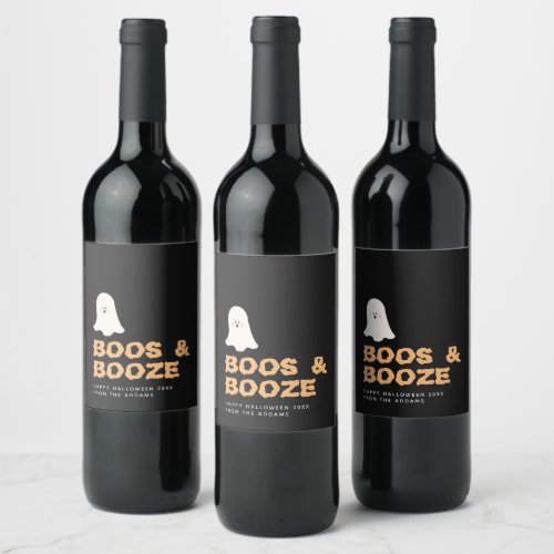Boos  Boozed Halloween Cute Ghost Wine Label