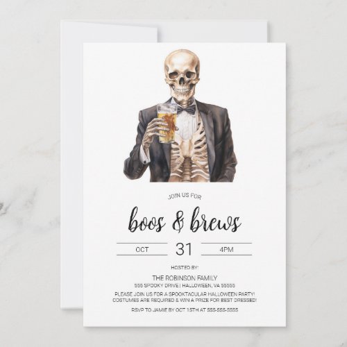 Boos  Brews Halloween Adult Party Invitation