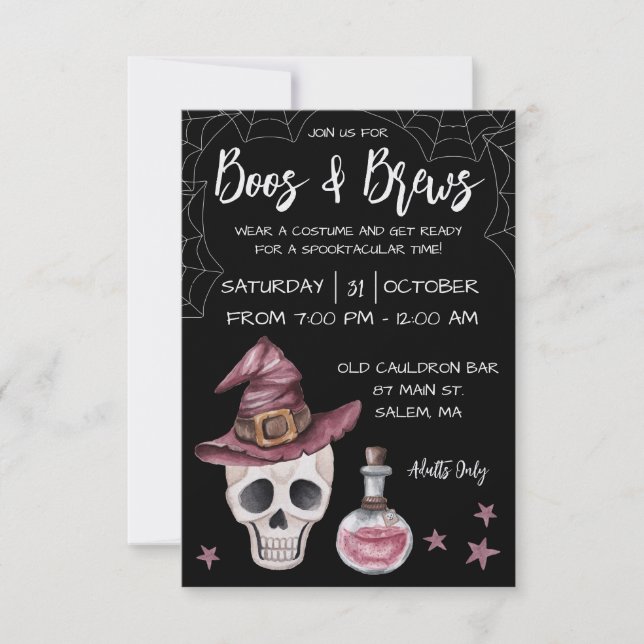 Boos & Brews Halloween Party Invitation (Front)