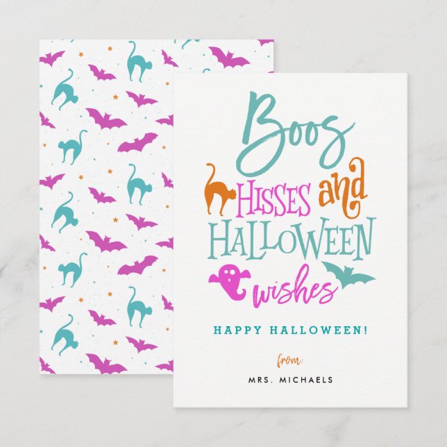 Boos Hisses and Halloween Wishes Cards (Front/Back)