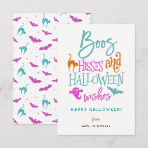 Boos Hisses and Halloween Wishes Cards