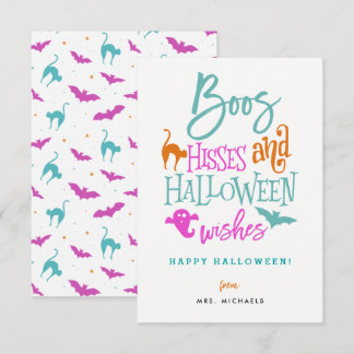 Boos Hisses and Halloween Wishes Cards
