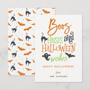 Boos Hisses and Halloween Wishes Cards