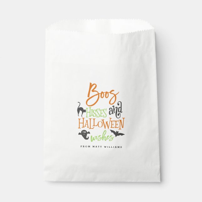 Boos Hisses and Halloween Wishes Favor Bag (Front)