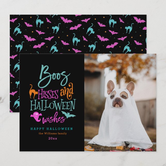 Boos Hisses and Halloween Wishes Photo Cards (Front/Back)