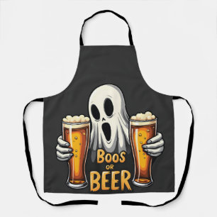 Boos Or Beer Funny Oktoberfest Halloween Ghost Apron