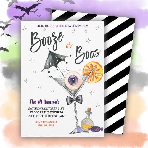 Boos or Booze Halloween Party Invitation