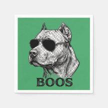 BOOS Pitbull with Sunglasses Ink Sketch Tattoo Des