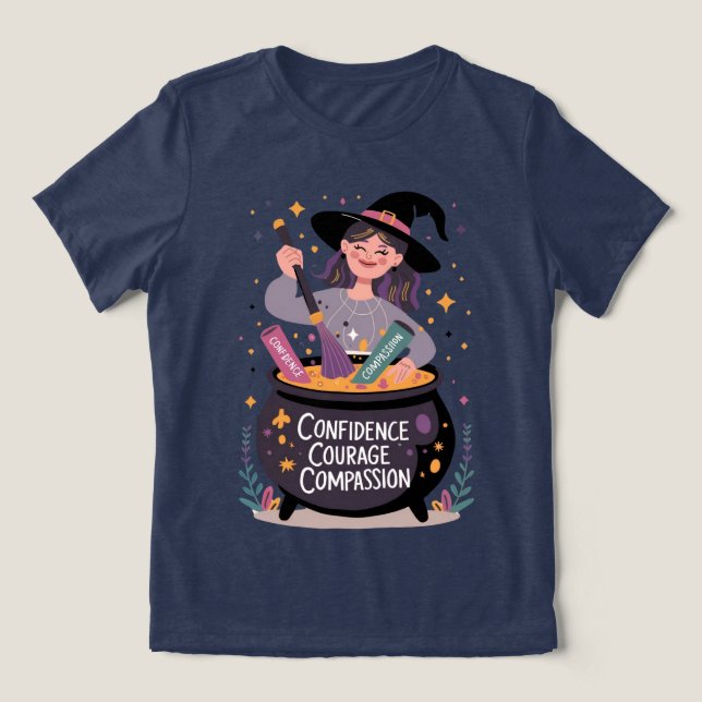 Boost Confidence, Courage, and Compassion Magic Tri-Blend Shirt (Design Front)