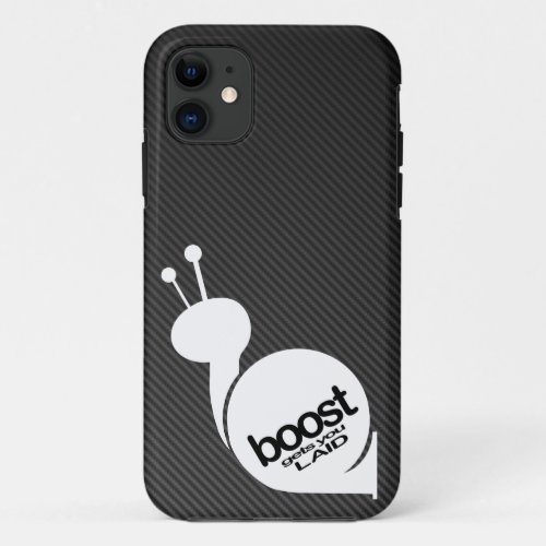 Boost Gets You Laid Snail w Faux Carbon Fiber iPhone 11 Case